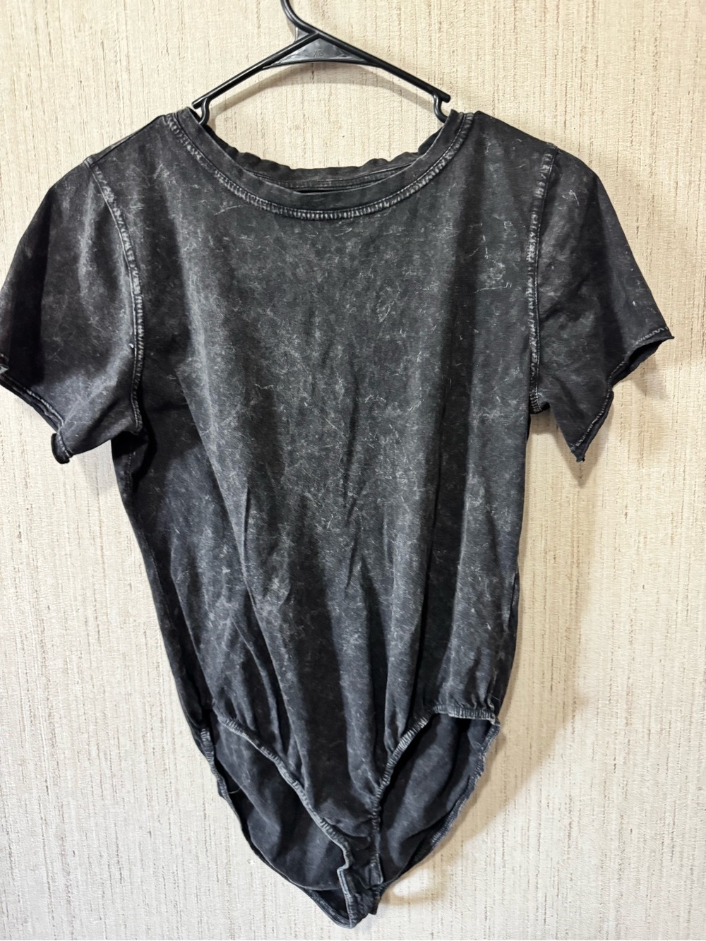 Washed Black Short Sleeve Bodysuit - Versona